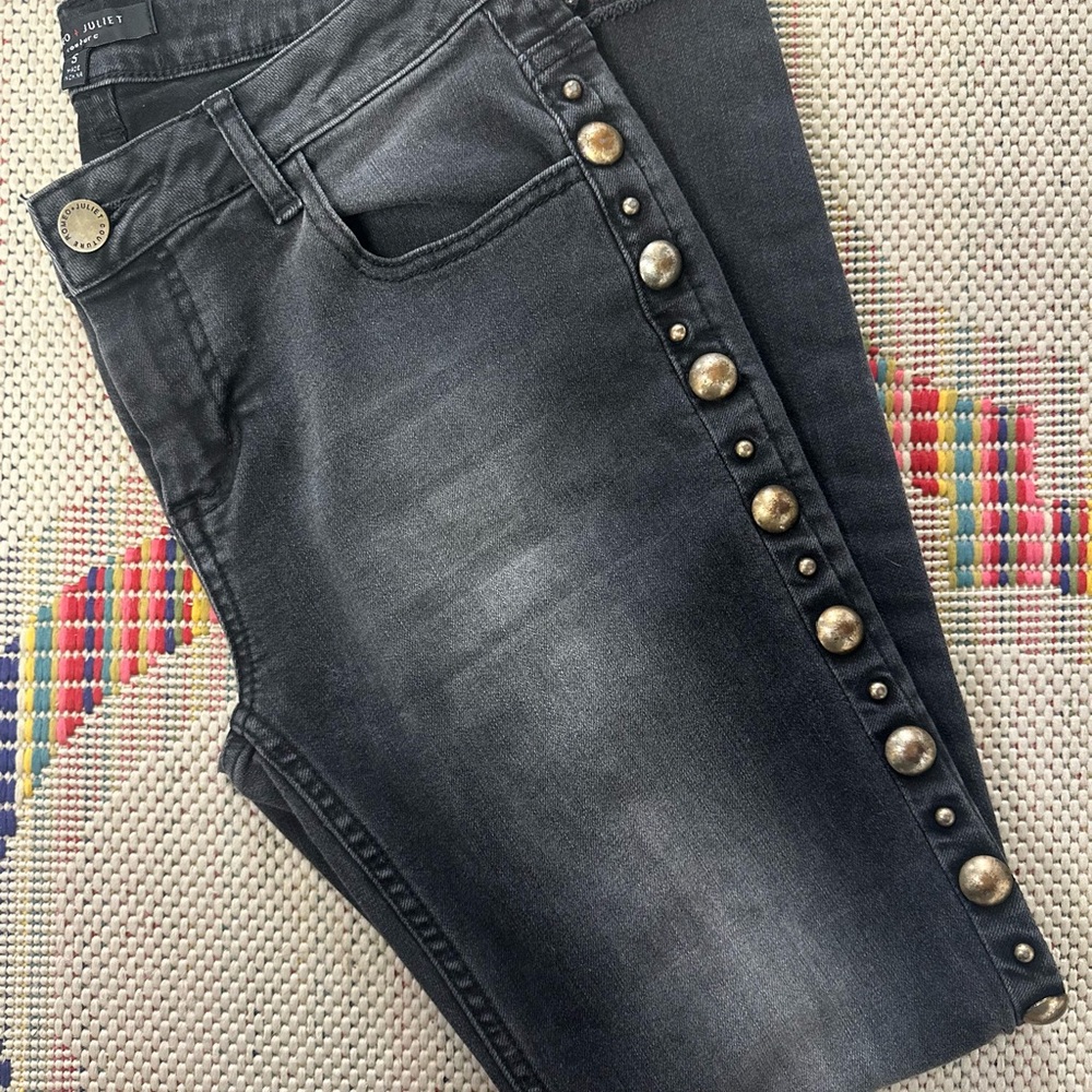 Women's Black Jeans with Gold Accents
